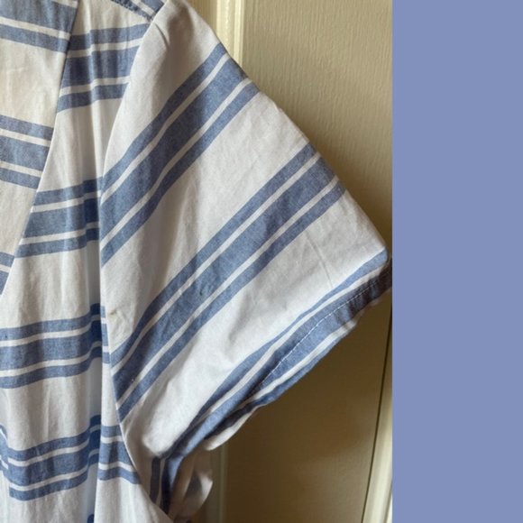 Ellos Blue and White Stripe Sandy Shirtwaist Dress - Picture 5 of 9